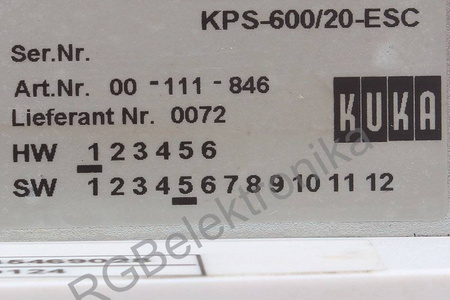 E93DE143E4B531 E93DE143E4B531XX1B10 KPS-600/20-ESC IN 22.0A 18.0KVA OUT 25.0A KUKA