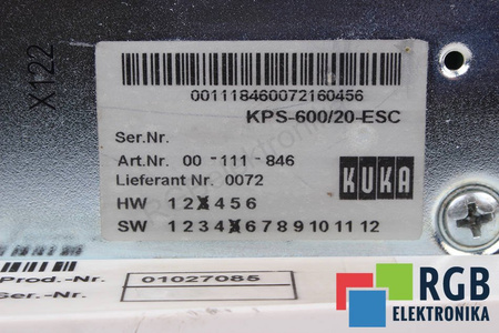 KPS-600/20-ESC ART.NR. 00-111-846 E93DE143E4B531 565/675V 25A KUKA