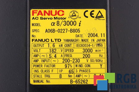 STOJAN SILNIKA A8/3000I A06B-0227-B805 1.6KW FANUC