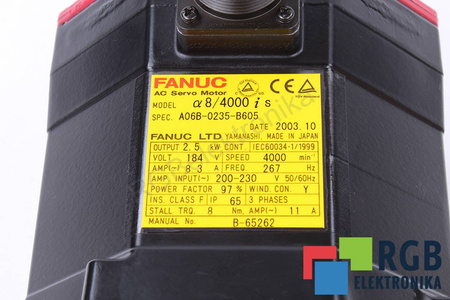 SERVOMOTOR A8/4000IS A06B-0235-B605 2.5KW ENKODER A860-2014-T301 FANUC