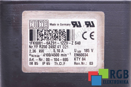 WIRNIK SILNIKA 1FK6081-6AZ91-1ZZ9-ZS40 KUKA HAMULEC 8661109H31 24VDC 0.56A BINDER