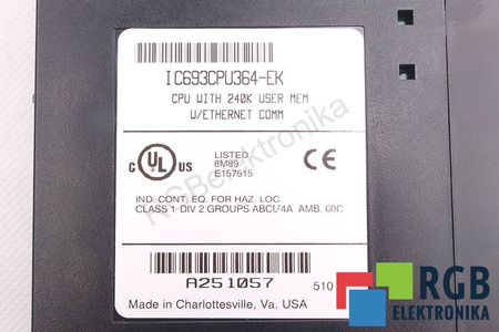 CPU WITH 240K USER MEM IC693CPU364-EK FANUC